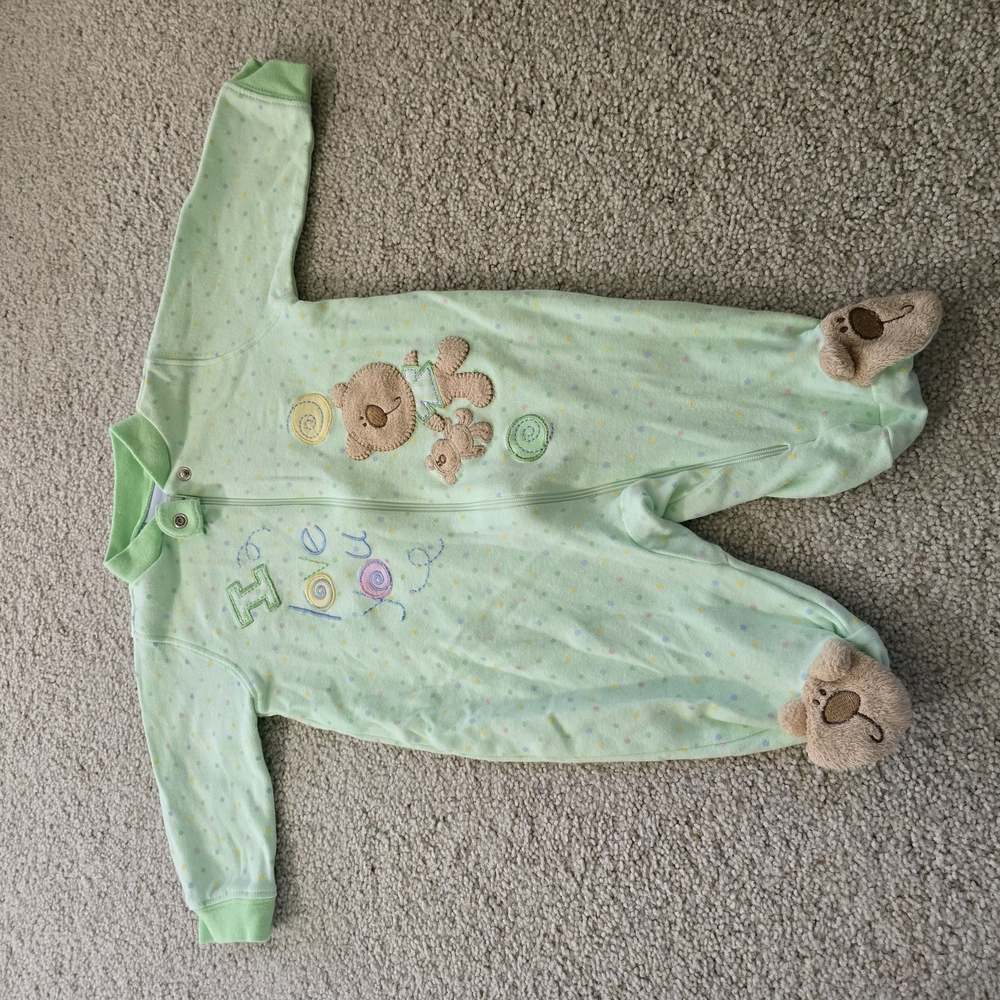 🧸Green Bear Print Babies One Piece
